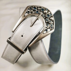 Ceinture reversible femme Blanc irisé / Ardoise